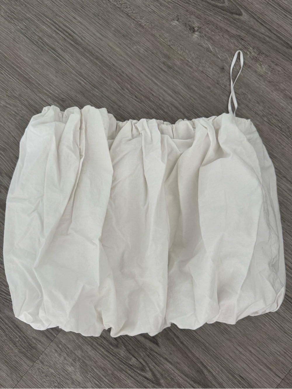 White Ruched Strapless Bubble Top